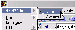 Auffinden einer HTML-Datei, mit der Netscape Communicator geöffnet wurde